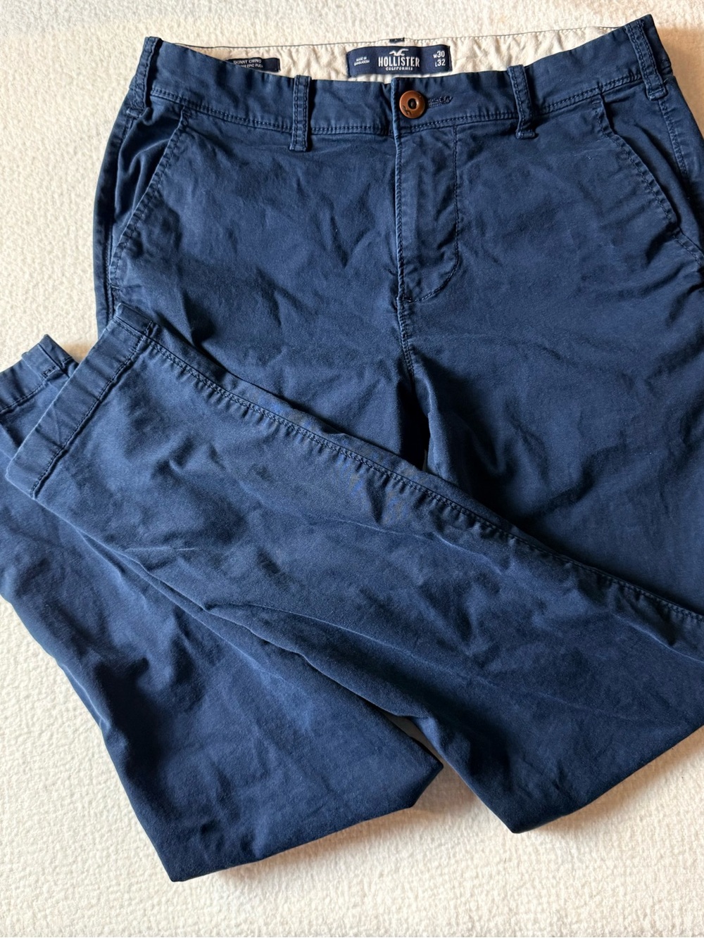 Hollister Men's Dark Navy Stretch Chinos